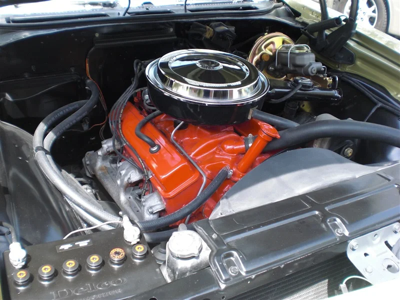 orange painted engine block