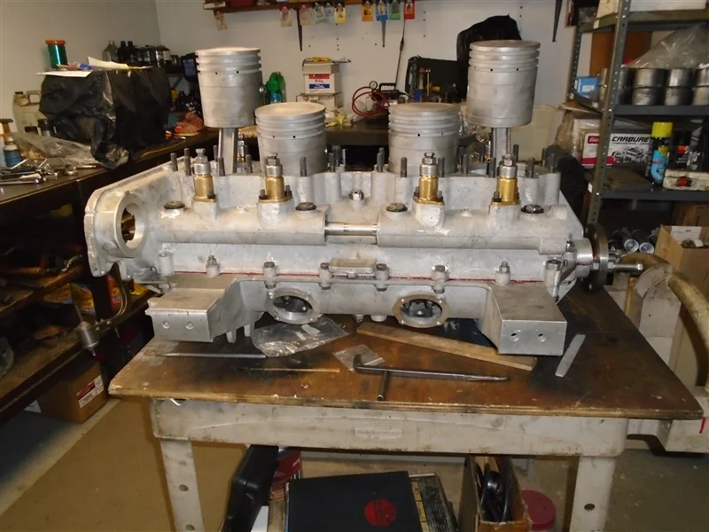 engine on work bench